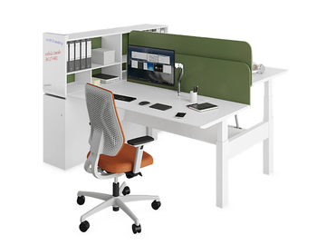 EVO HP - JOINT - Height-adjustable wooden office desk with shelves by ESTEL GROUP - view 2